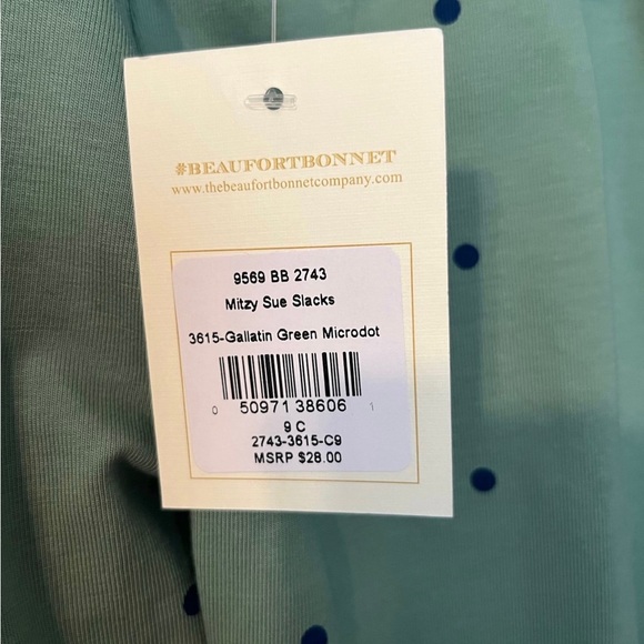 The Beaufort Bonnet Company Green Polka Dot Mitzy Sue Girls slacks - Picture 2 of 4